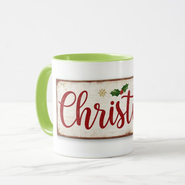 mug with christman writing (Front Left)