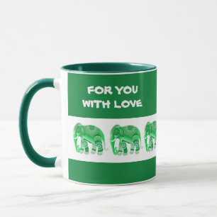 MUG WITH COOL GREEN ELEPHANTS