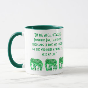 MUG WITH COOL GREEN ELEPHANTS for boyfriend