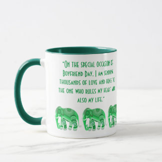 MUG WITH COOL GREEN ELEPHANTS for boyfriend
