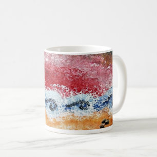 Mug with Crashing Waves in Red & Blue
