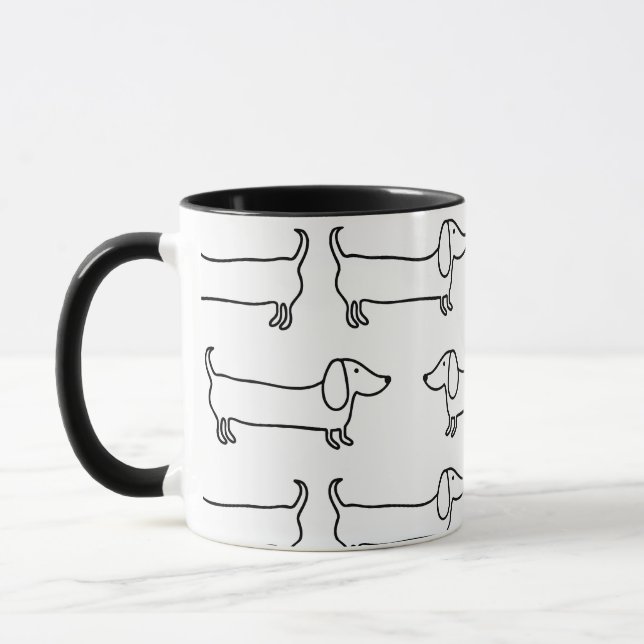Mug with dachshunds in black-white (Left)