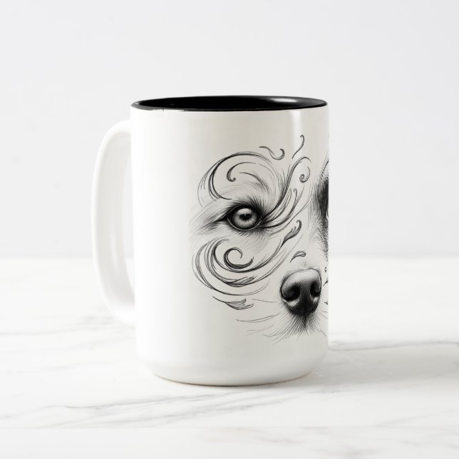 Mug with dog and human face (Front Left)