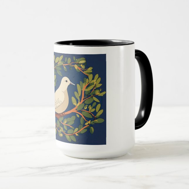 Mug with doves on olive branch  (Front Right)