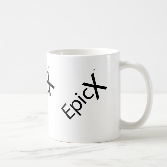 Mug with EpicX Text 3 Logo Tilted 45 Left (Right)