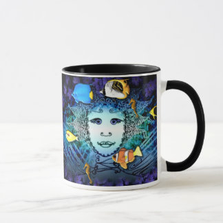 Mug with Fairy and Fishes Graphic Art Decor