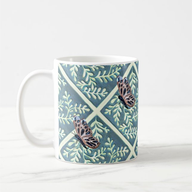 Mug with foliage and butterflies (Left)