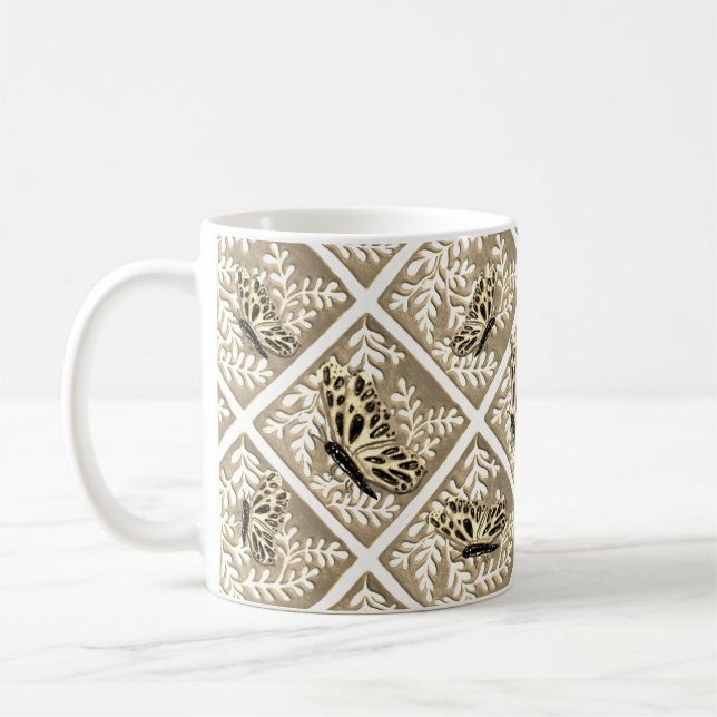 Mug with foliage and butterflies (Left)