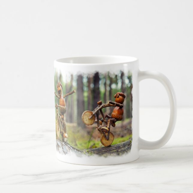 Mug with funny acorn elves bikers  (Right)