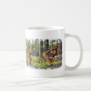 Mug with funny acorn elves bikers