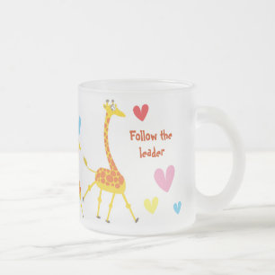 Mug with giraffes following the leader