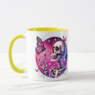 mug with happy skeleton