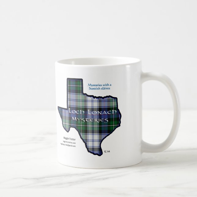 Mug with Loch Lonach Mysteries Tartan Texas Logo (Right)