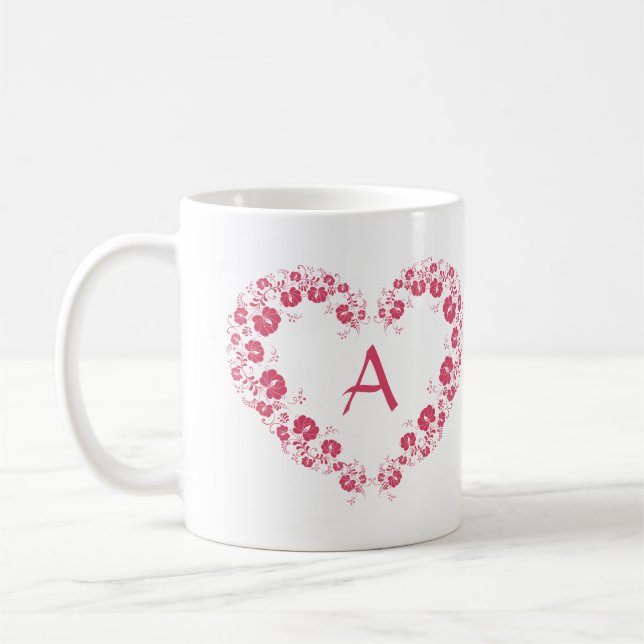 Mug With Monogram And The Pink Heart Symbol (Left)