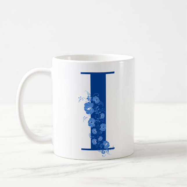 Mug With Monogram Floral Letter I (Left)
