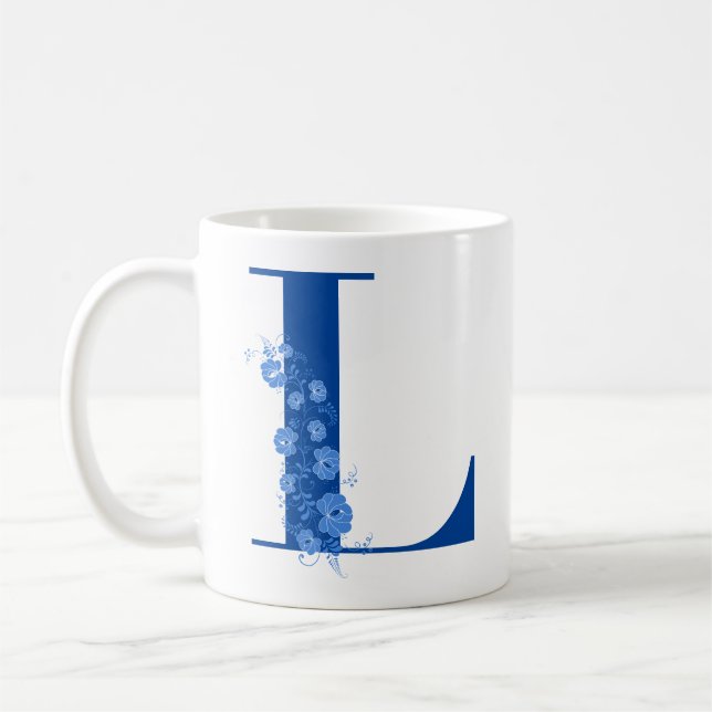 Mug With Monogram Floral Letter L (Left)