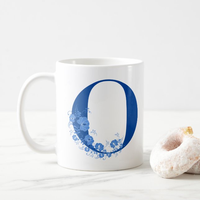 Mug With Monogram Floral Letter O (With Donut)