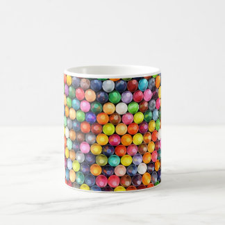 Mug with multi-colored crayon pattern