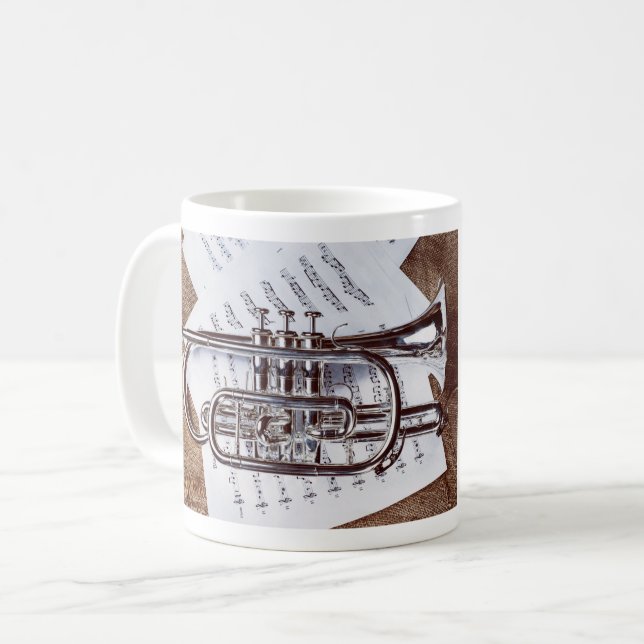 Mug with picture of a cornet (Front Left)