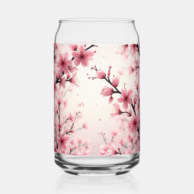 Mug with pretty cherry blossoms on it can glass (Front)