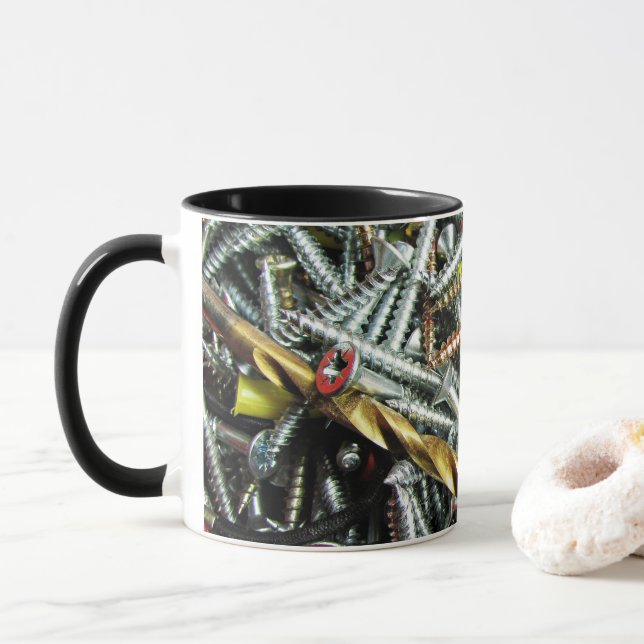Mug with screws design (With Donut)