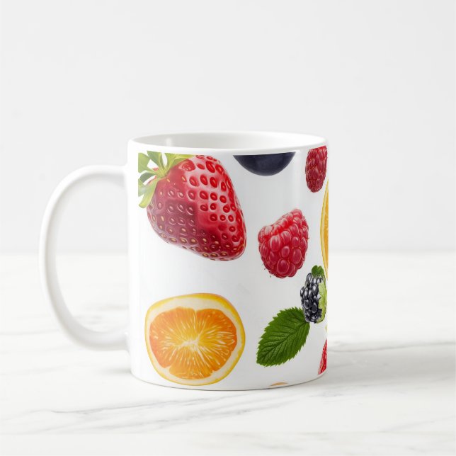 Mug with vibrant images of fruits (Left)
