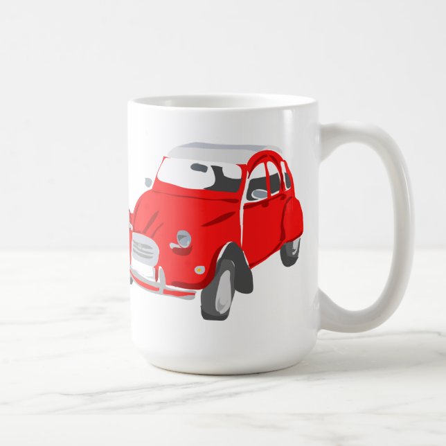 Mug with Vintage Citroen 2CV Car in Red (Right)
