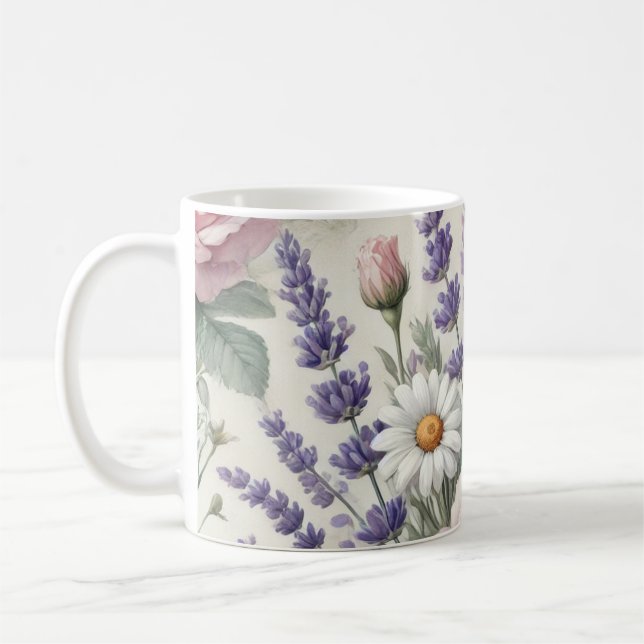 Mug with Watercolor Floral Pattern 2/6 (Left)