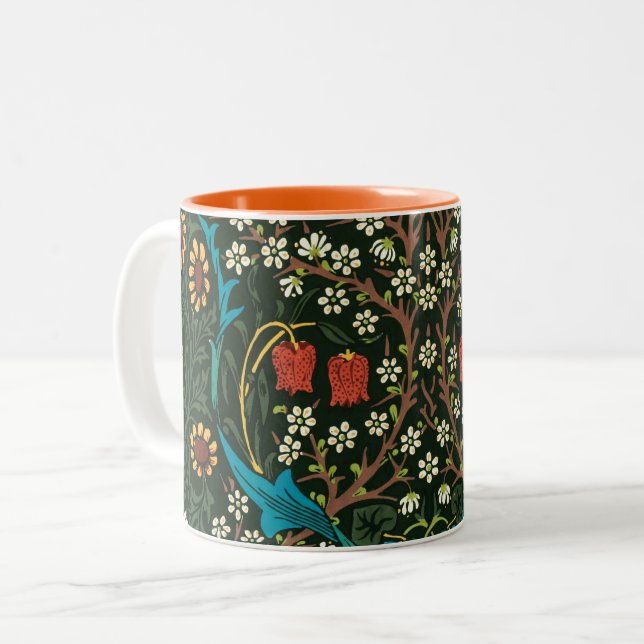 MUG WITH WILLIAM MORRIS "TULIPS" DESIGN (Front Left)