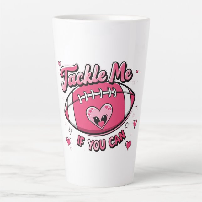 mug- women trucker hat, tackle me if you can, foot latte mug (Front)