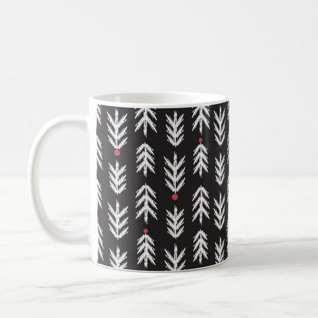 Mugg with Christmas trees, black Coffee Mug (Left)
