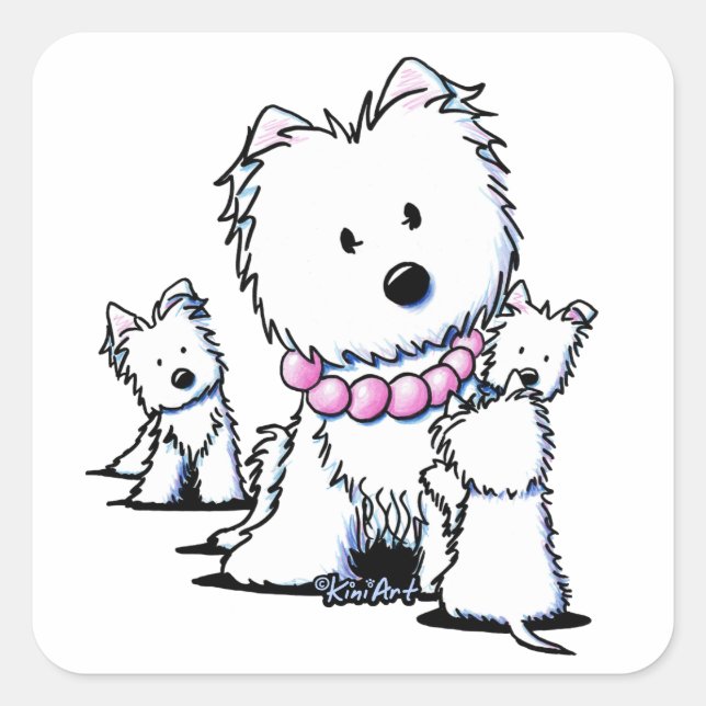 Muggles Mum & Pups Square Sticker (Front)