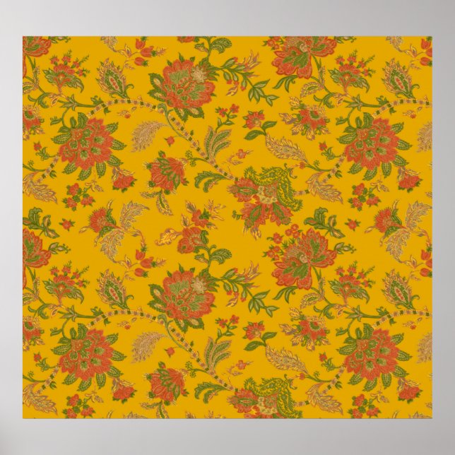 mughal art motifs and borders textile digital ethn poster (Front)