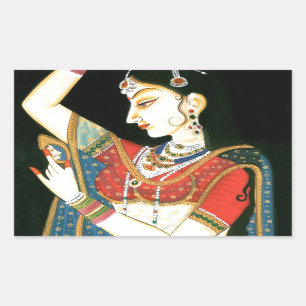 Mughal art rectangular sticker