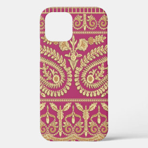 Mughal art work. indian traditional antique gold b iPhone 12 case
