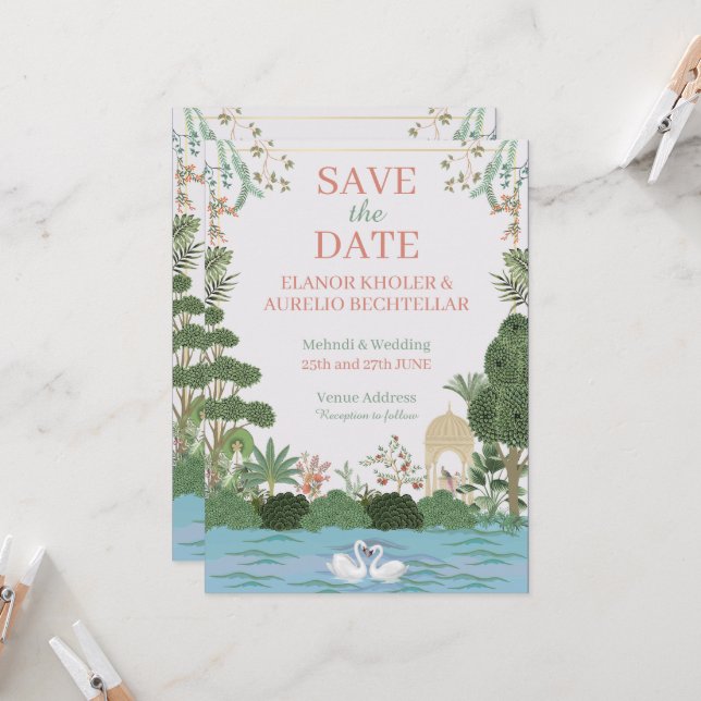 Mughal Design Wedding Invitation (Front/Back In Situ)