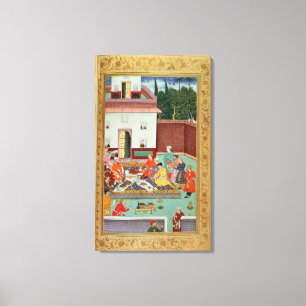 Mughal Emperor Feasting in a Courtyard Canvas Print