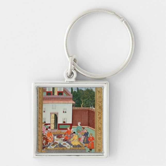 Mughal Emperor Feasting in a Courtyard Key Ring (Front)