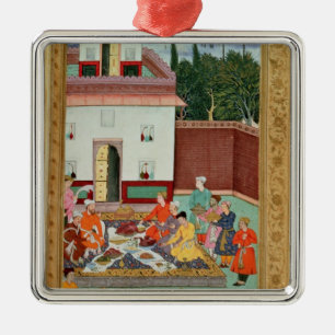 Mughal Emperor Feasting in a Courtyard Metal Tree Decoration