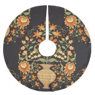 Mughal Fantasy: Retro Floral Opulence Brushed Polyester Tree Skirt