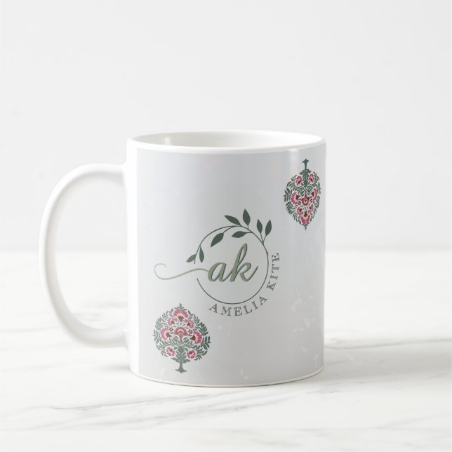 Mughal Floral Circular Monogram Favor Mug – Nikah  (Left)