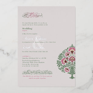 Mughal Floral Motif Foil Wedding Invitation –