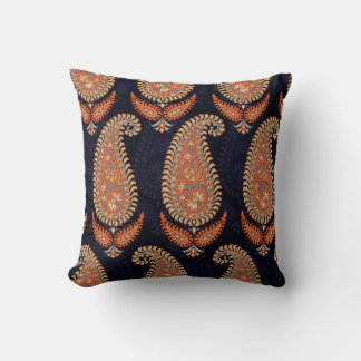 Mughal floral motif pattern on navy cushion