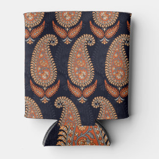 Mughal floral navy motif, elegant pattern. can cooler