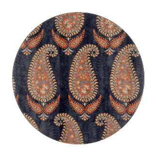 Mughal floral navy motif, elegant pattern. cutting board