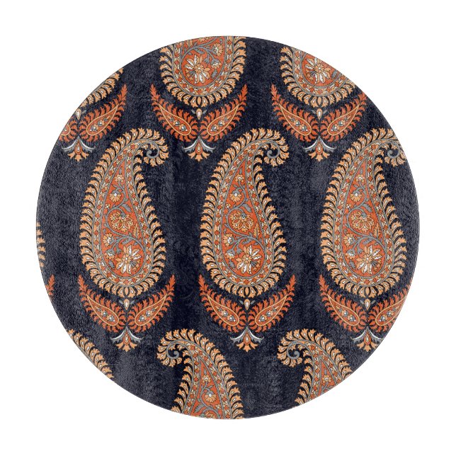 Mughal floral navy motif, elegant pattern. cutting board (Front)