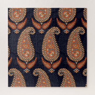 Mughal floral navy motif, elegant pattern. jigsaw puzzle