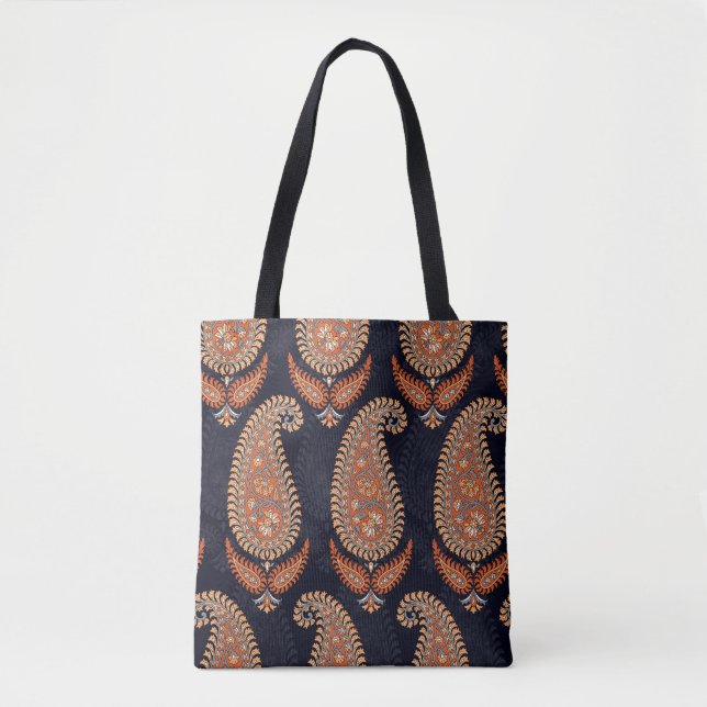 Mughal floral navy motif, elegant pattern. tote bag (Front)