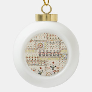 Mughal Floral Paisley: Ethnic Digital Elegance. Ceramic Ball Christmas Ornament