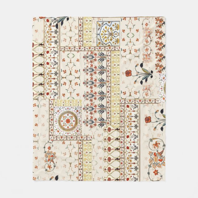 Mughal Floral Paisley: Ethnic Digital Elegance. Fleece Blanket (Front)